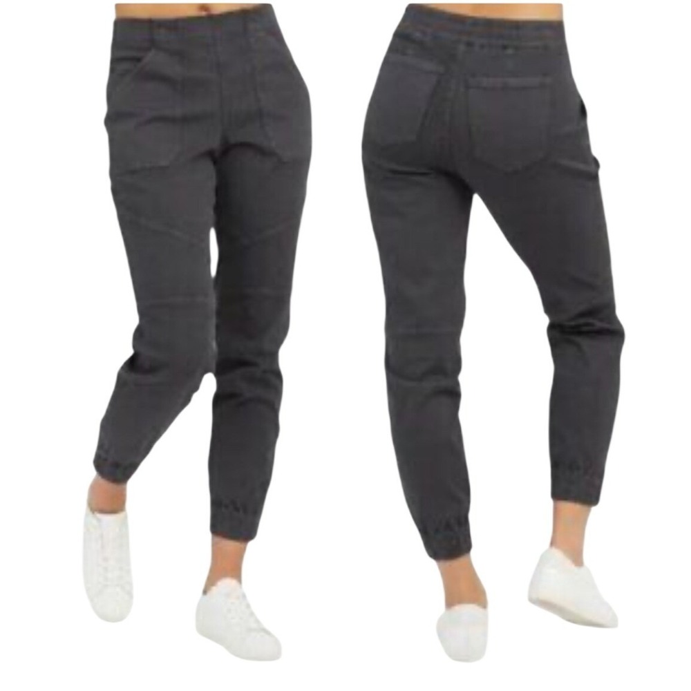 Style & Co Jogger Pants Women Gray Elastic Waist Moto Detail Cuffed Ankle Size M